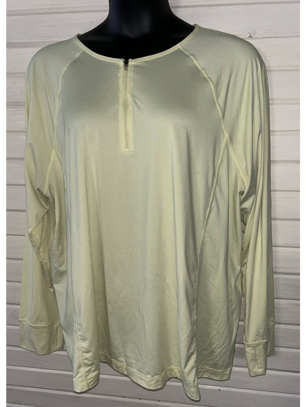 J. Jill Fit Sz PLUS 3X UPF 50 Long-Sleeve Knit Top - Women's Yellow  1/4 Zip EUC